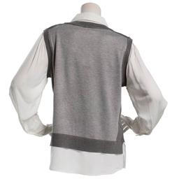 Womens Adrianna Papell Long Sleeve V-Neck Two In One Sweater