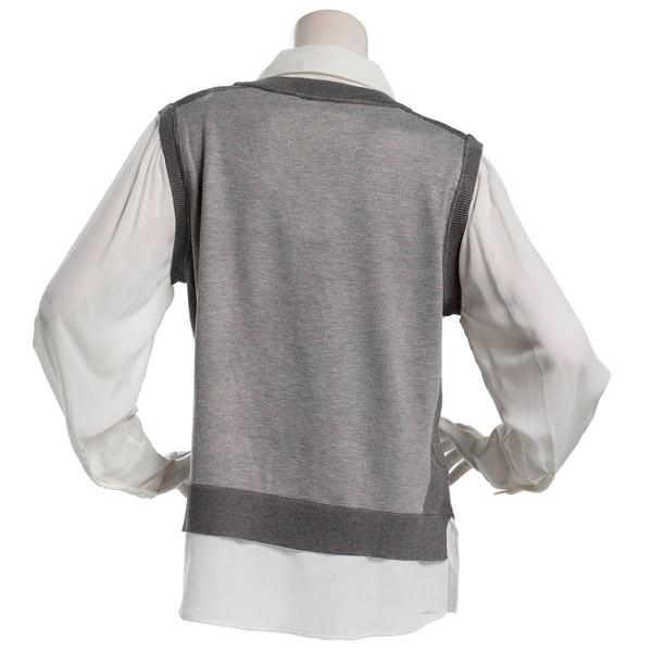 Womens Adrianna Papell Long Sleeve V-Neck Two In One Sweater
