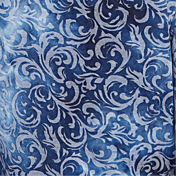 Petite Ruby Rd. Indigo Go Tie Dye Scroll Hacci Blouse