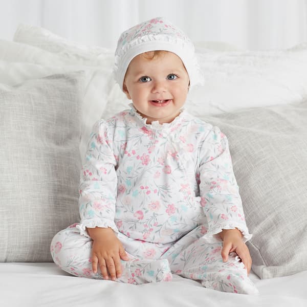 Baby Girl (NB-9M) Little Me Floral Ruffle Sleeper w/Hat - Boscov's