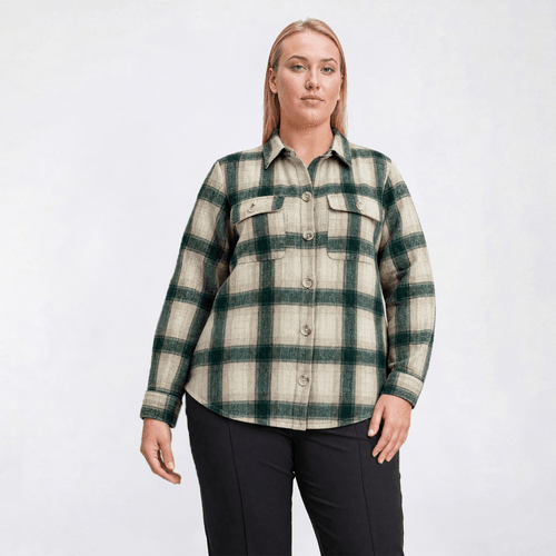 Plus Size Mountain Ridge Plaid Twill Shacket - Reflecting Pond - image 