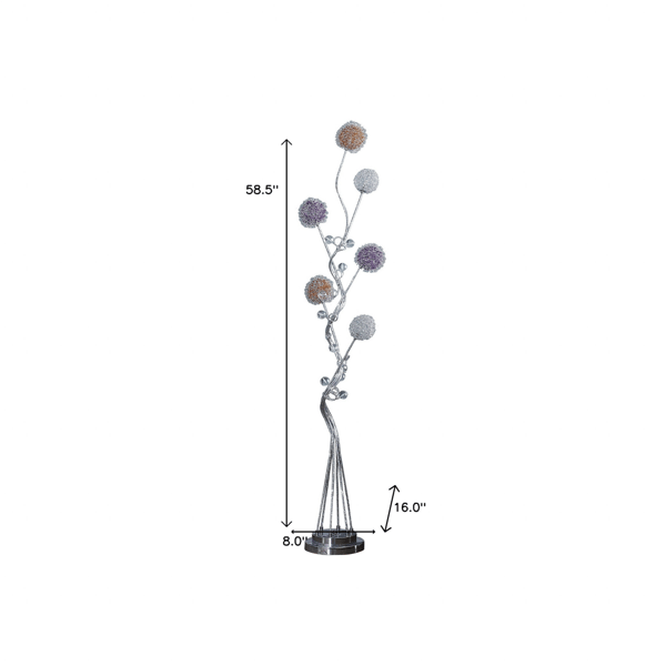 HomeRoots 59in. Silver Six Light LED Novelty Floor Lamp