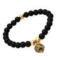 Mens Black Lava Beaded Bracelet with Gold-Plated Lion Accent - image 2