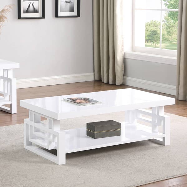 Coaster Rectangular Coffee Table - High Glossy White
