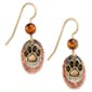 Silver Forest Tri-Tone Layered Ovals Paw Print Earrings - image 1