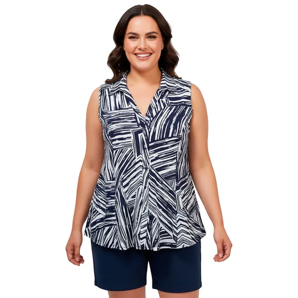 Plus Size Cocomo Sleeveless Pleated Button Front Blouse - image 