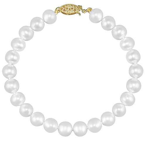 Gemstone Classics&#40;tm&#41; 8mm Freshwater Pearl 10kt. Gold Bracelet - image 