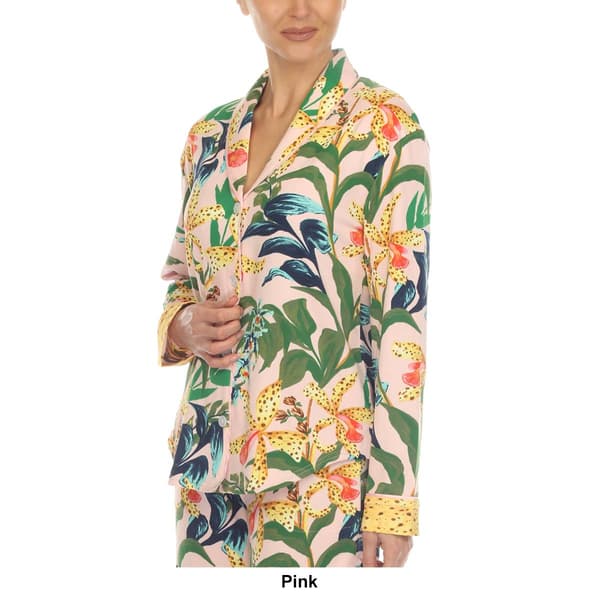 Womens White Mark Two Piece Wildflower Print Pajama Set