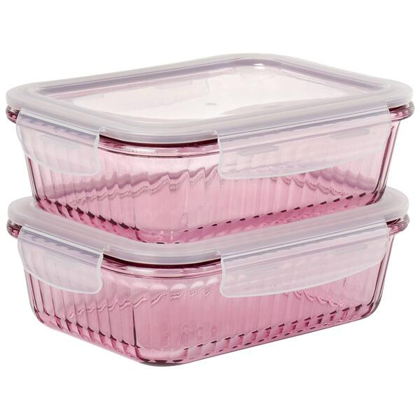 Farberware&#40;R&#41; Set of 2 Medium 21.7oz. Rectangle Glass Snap Lids - image 