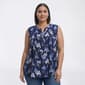 Plus Size Napa Valley Sleeveless Floral Bloom Pleat Henley Blouse - image 1