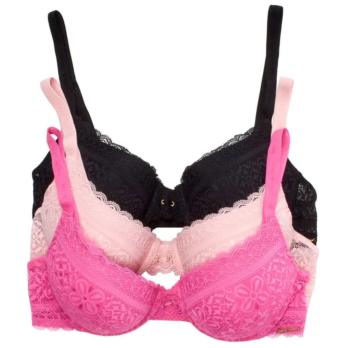 Open Video Modal for Juniors Juicy Couture 3pk Lace Push Up Bra w/ Logo JC6202-3PKF