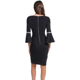 Womens Calvin Klein 3/4 Flounce Sleeve Rhinestone Sheath Dress
