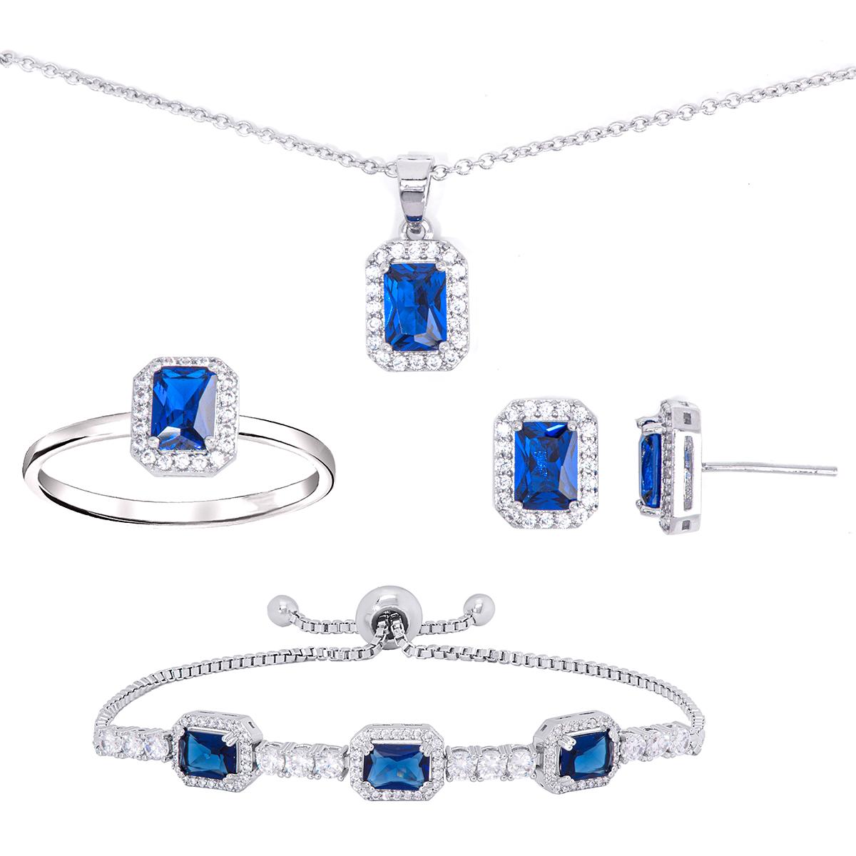 Gianni Argento Sterling 4pcs. Silver/Lab Sapphire Set