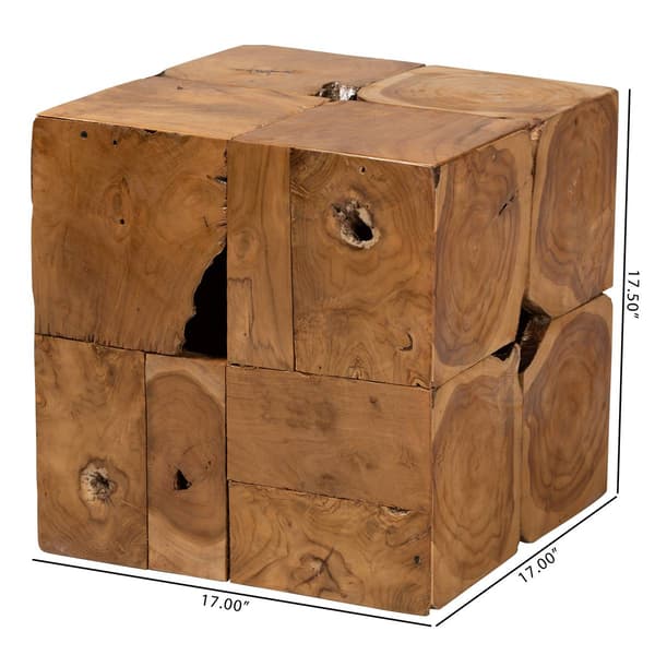 Baxton Studio Eldora Rustic Brown Teak Root End Table