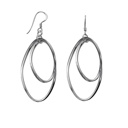 Marsala Fine Silver-Plated Double Open Oval Drop Earrings - image 