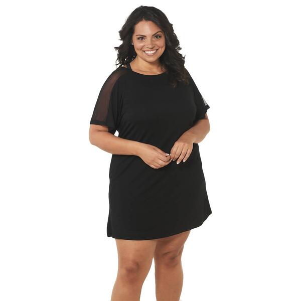 Plus Size Cover Me Jersey with Mesh Tunic Cover-Up - image 