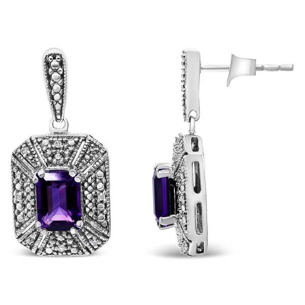 Haus of Brilliance Purple Amethyst & Diamond Accent Stud Earrings