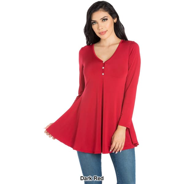 Womens 24/7 Comfort Apparel Flared Henley Tunic