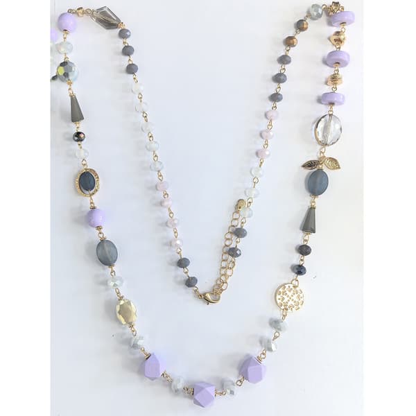 Ashley Cooper(tm) Gold-Tone Pink & Grey Beaded Necklace - image 