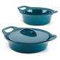 Rachael Ray 3pc. Ceramic Casserole Bakers w/Shared Lid Set-Teal - image 1
