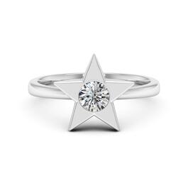 Moluxi&#40;tm&#41; Sterling Silver Moissanite Star Ring