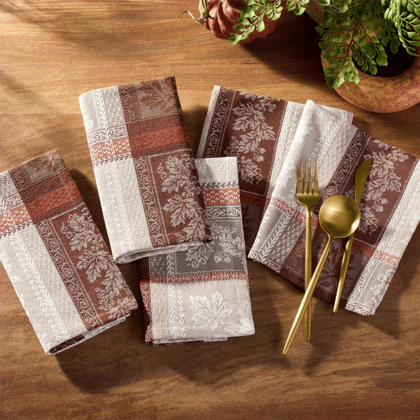 Threadmade Windswept Harvest Jacquard Napkins - Set of 8