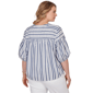 Plus Size Ruby Rd. French Riviera Elbow Puff Sleeve Stripe Blouse - image 2