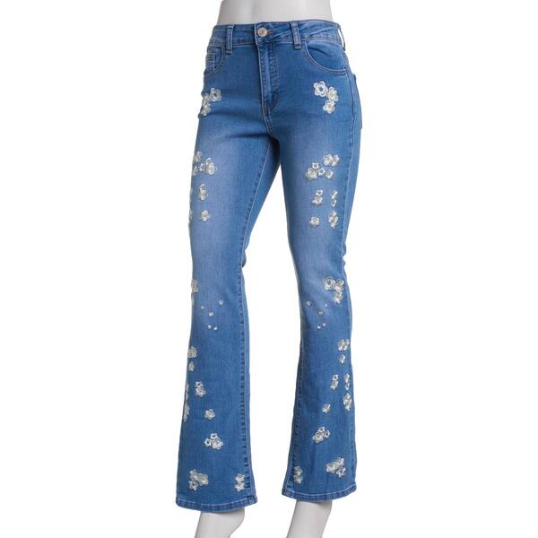 Juniors Gogo Jeans High Rise Bootcut Jeans w/ Embroidered Flowers - image 