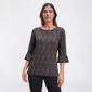 Petite Notations 3/4 Ruffle Sleeve Animal Hacci Blouse - image 1
