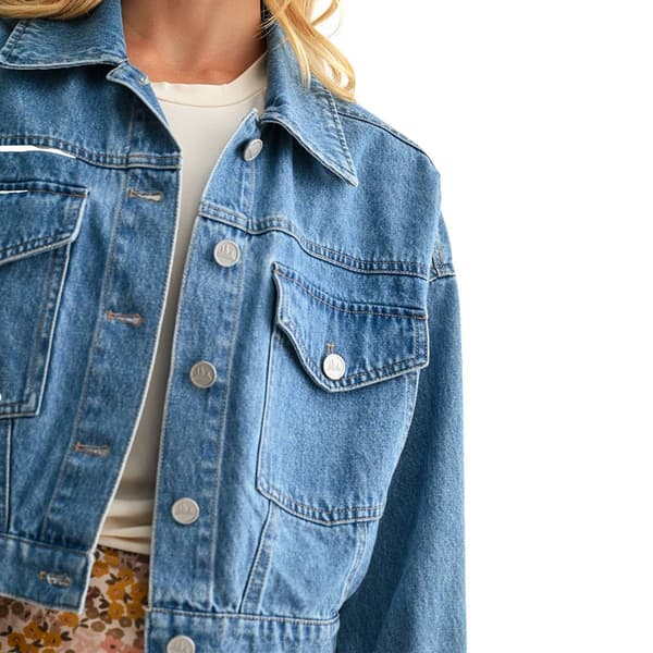Womens CITY BLUES Patch Pocket Cropped Denim Jacket
