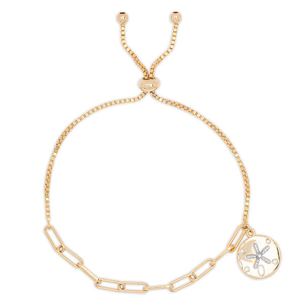 Accents Gold Plated Sand Dollar Paperclip Link Bracelet - image 