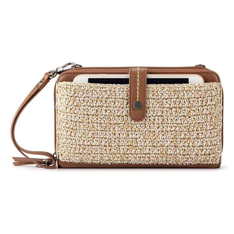 The Sak Iris Large Crochet Smartphone Crossbody - Bamboo Static