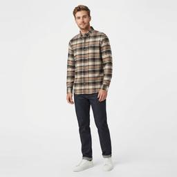 Mens Chaps Double Brush Stretch Flannel Shirt - Sand
