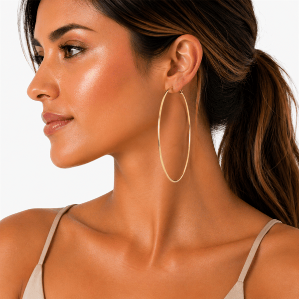 Saffron 80mm 18kt. Gold Polished Flat Bottom Hoop Earrings