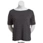 Petite Hasting & Smith Elbow Sleeve Stripe Boat Neck Tee - image 5