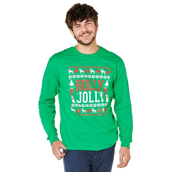 Young Mens Holly Jolly Long Sleeve Graphic Tee - image 