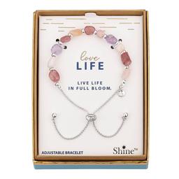 Shine Fine Silver Plated over brass Pink Stone Bolo  Bracelet