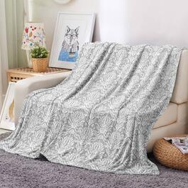 Spirit Linen Home&#8482; Velvet Plush Scroll Grey Throw Blanket
