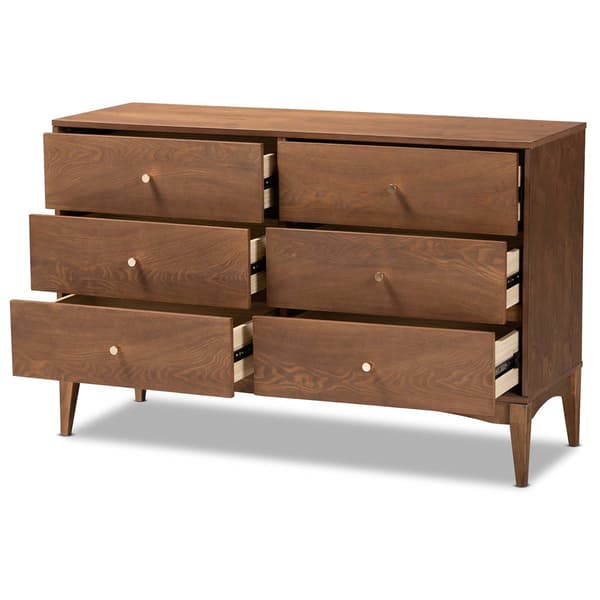 Baxton Studio Landis Modern Ash Walnut Wood 6-Drawer Dresser