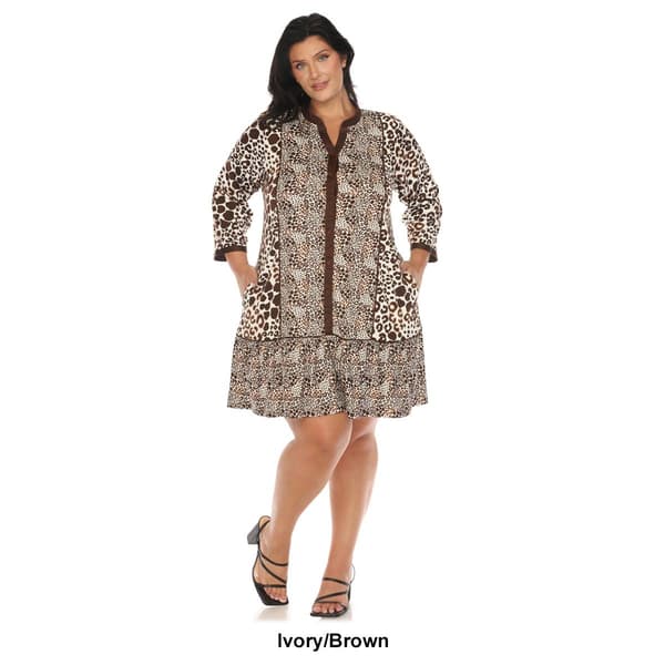 Plus Size White Mark Leopard Print Shift Dress