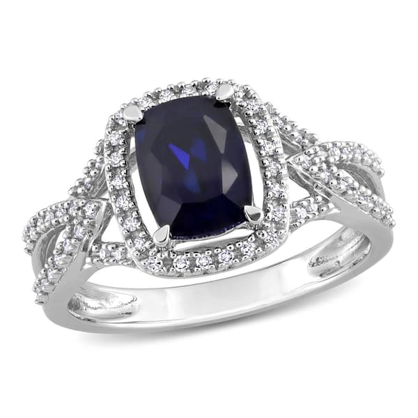 Gemstone Classics&#40;tm&#41; 10kt. White Gold Lab Created Sapphire Ring - image 