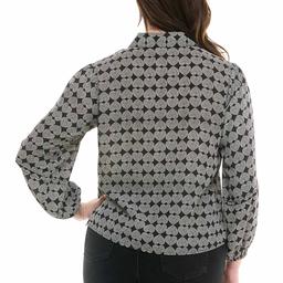 Womens Zac & Rachel Long Sleeve Geo Heart Button Front Blouse