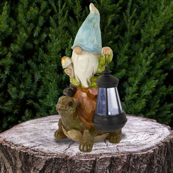 Northlight Seasonal Solar LED Gnome & Turtle Garden Statue