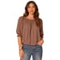 Womens Democracy Elbow Sleeve Bubble Hem Solid Blouse - image 1