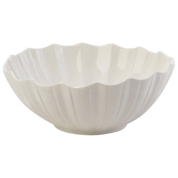Home Essentials 10in. Round Porcelain Ruffled Serving Bowl - image 
