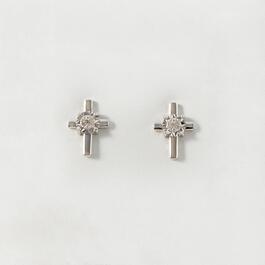Marsala 1/20ctw. Genuine Diamond Accent Cross Stud Earrings