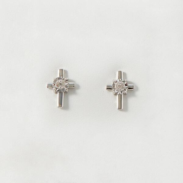 Marsala 1/20ctw. Genuine Diamond Accent Cross Stud Earrings - image 