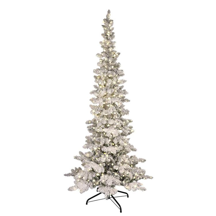 Puleo International 6.5ft. Pre-Lit Flocked Pine Christmas Tree