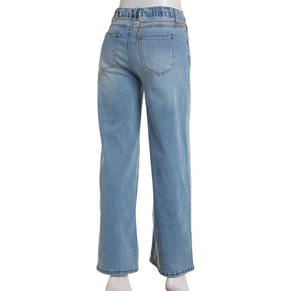 Juniors No Comment Wide Leg Jeans with Removable Charm Belt