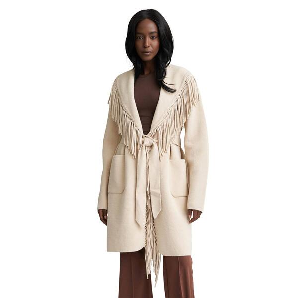 Womens NVLT Belted Fringe Wool Blend Coat - image 